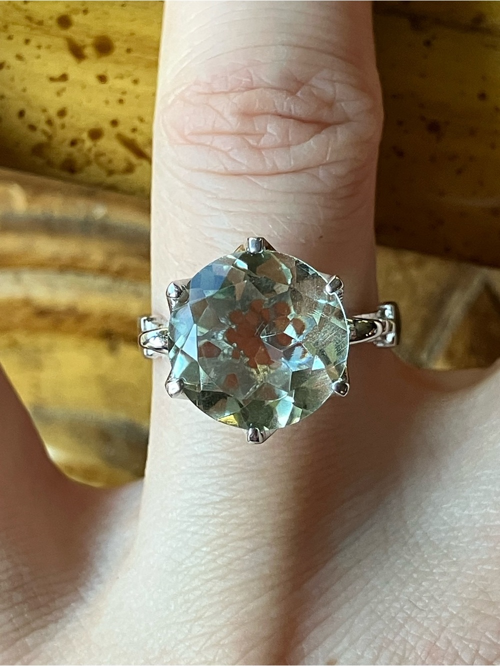 Natural Prasiolite Green Amethyst Sterling Silver Ring Size 8